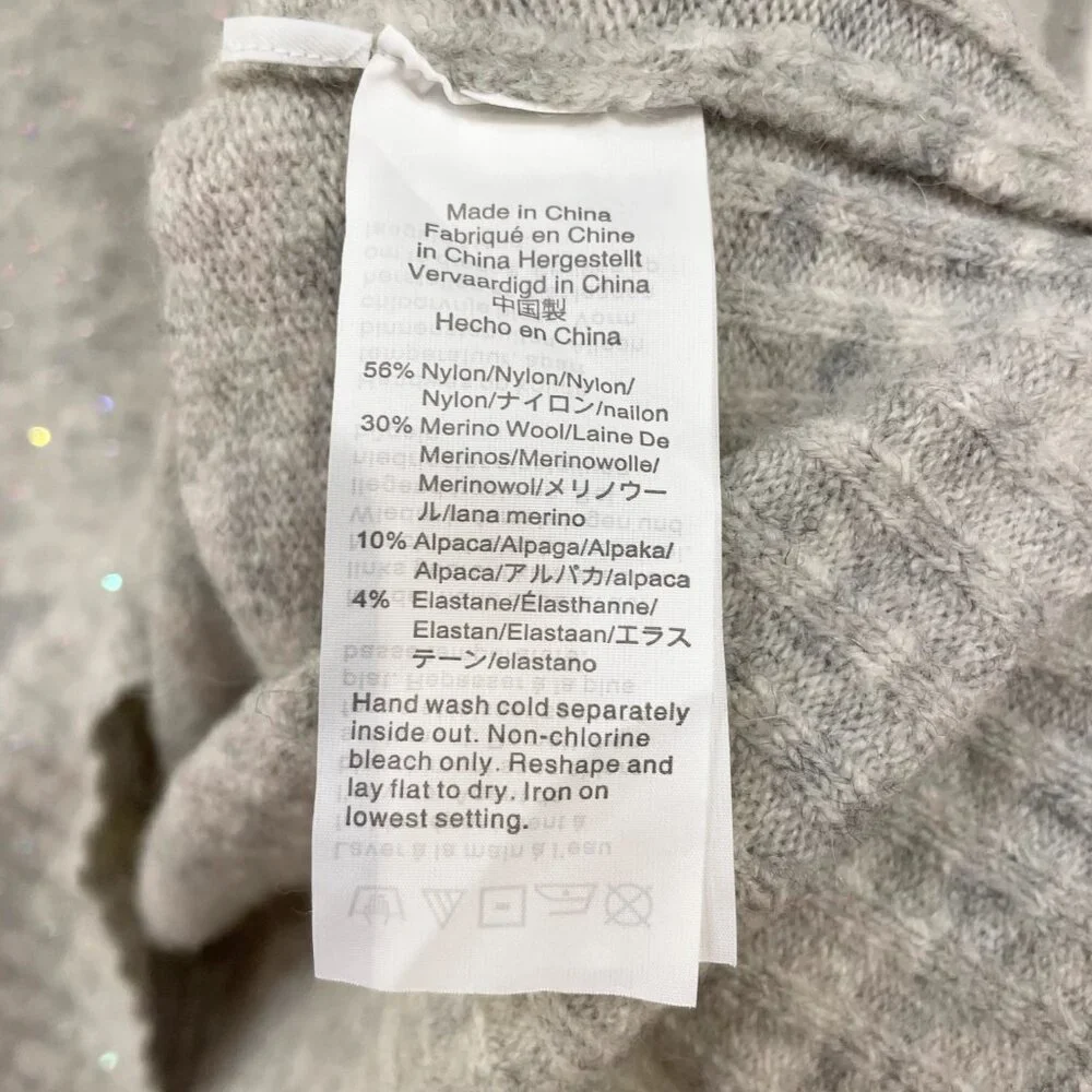 New J.Crew Wool Blend Rhinestone Sweater Grey Medium $128